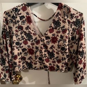 Floral Crop Top with long bell sleeves